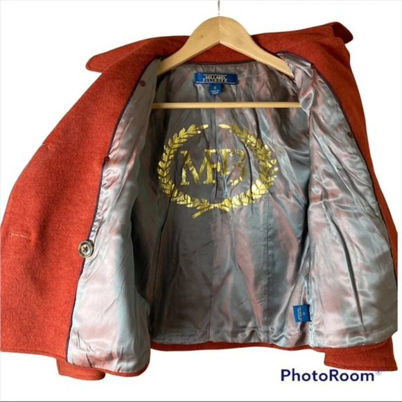 Burnt Orange Millard Fillmore Jacket Size Small. 100% wool. photos measurements - Picture 5 of 8